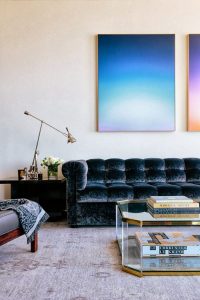 modern sofa blue velvet