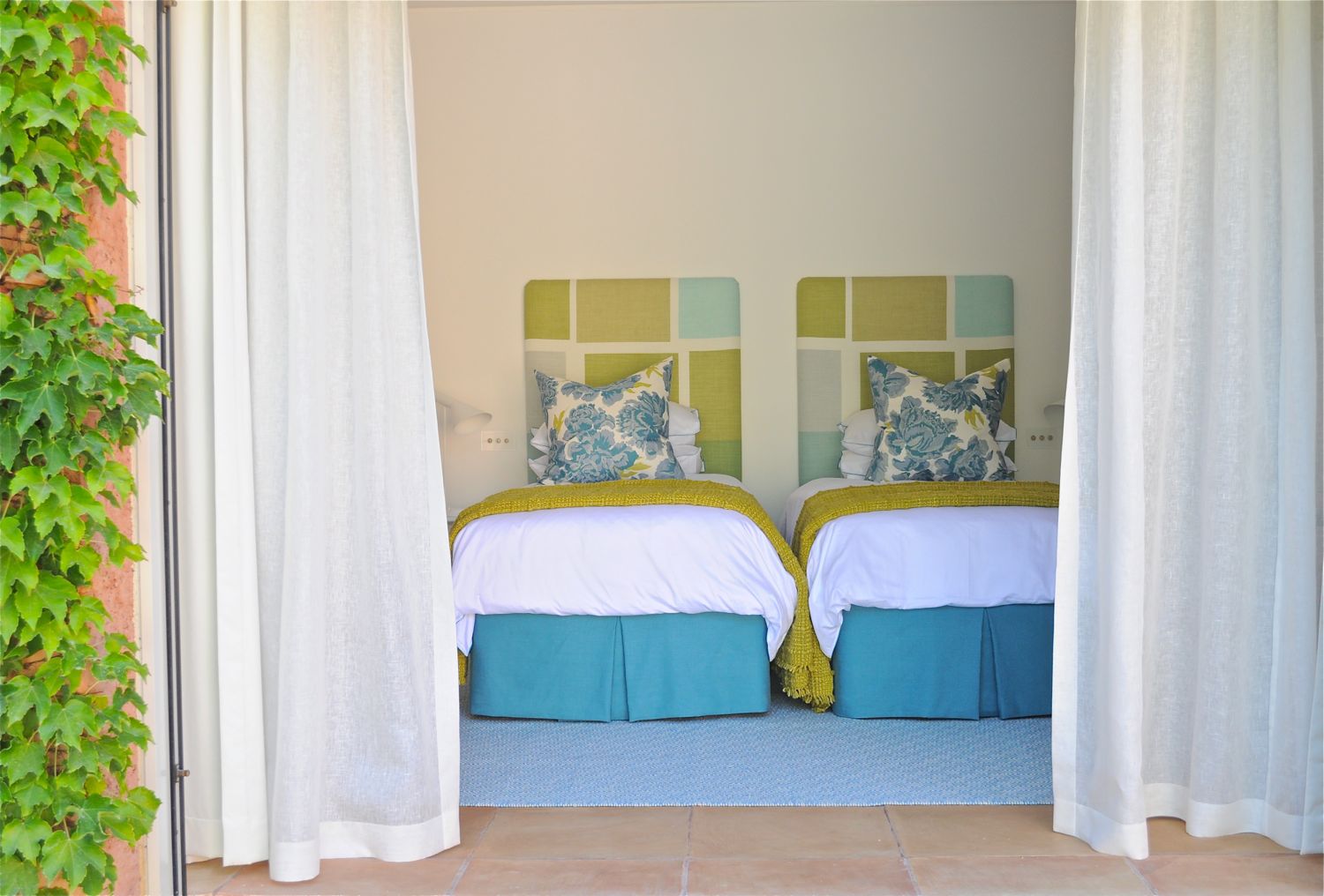 Louise Holt Mallorca  turquoise bedroom